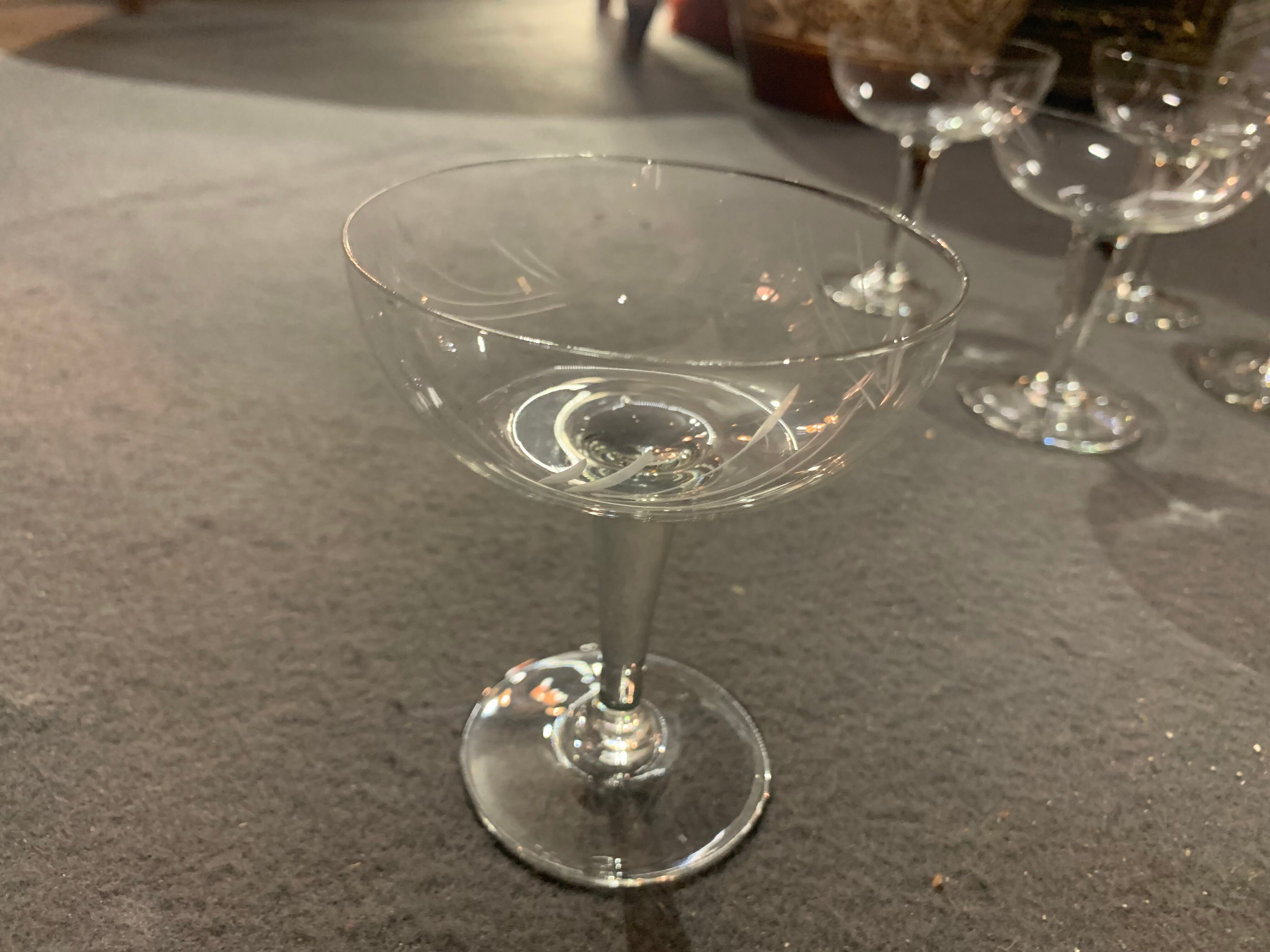 6 crystal champagne glasses
