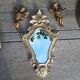 Miroir baroque bois doré et 2 angelots