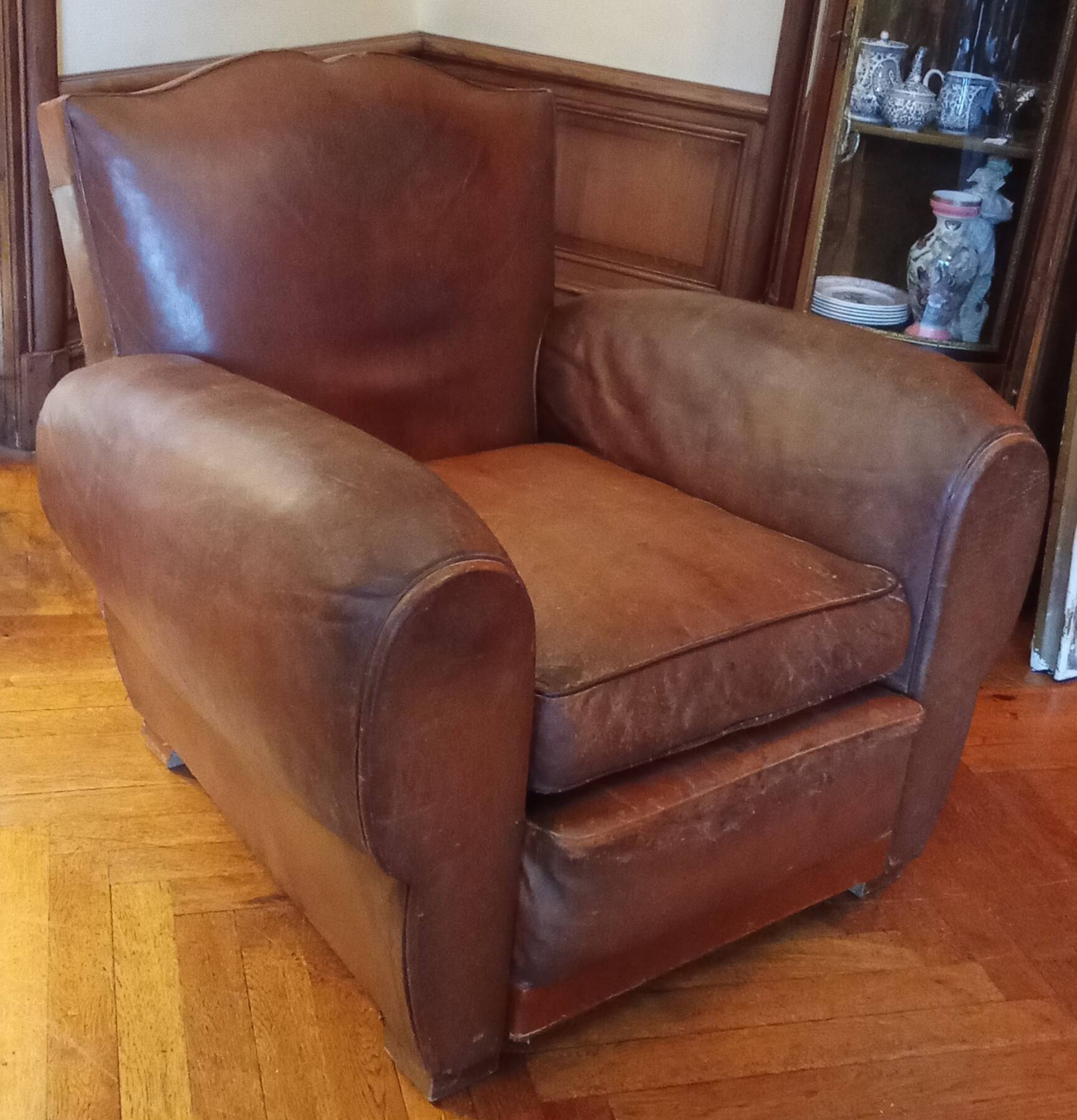 Vintage large club armchair moustache model