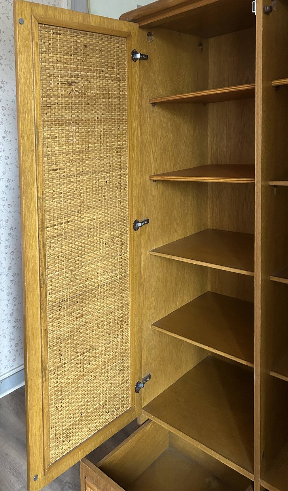 Vintage wardrobe, bamboo and rattan, Maugrion for Roche Bobois, 1980s