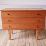 Scandinavian designer chest of drawers in blond oak Mid-Century Circa 1950