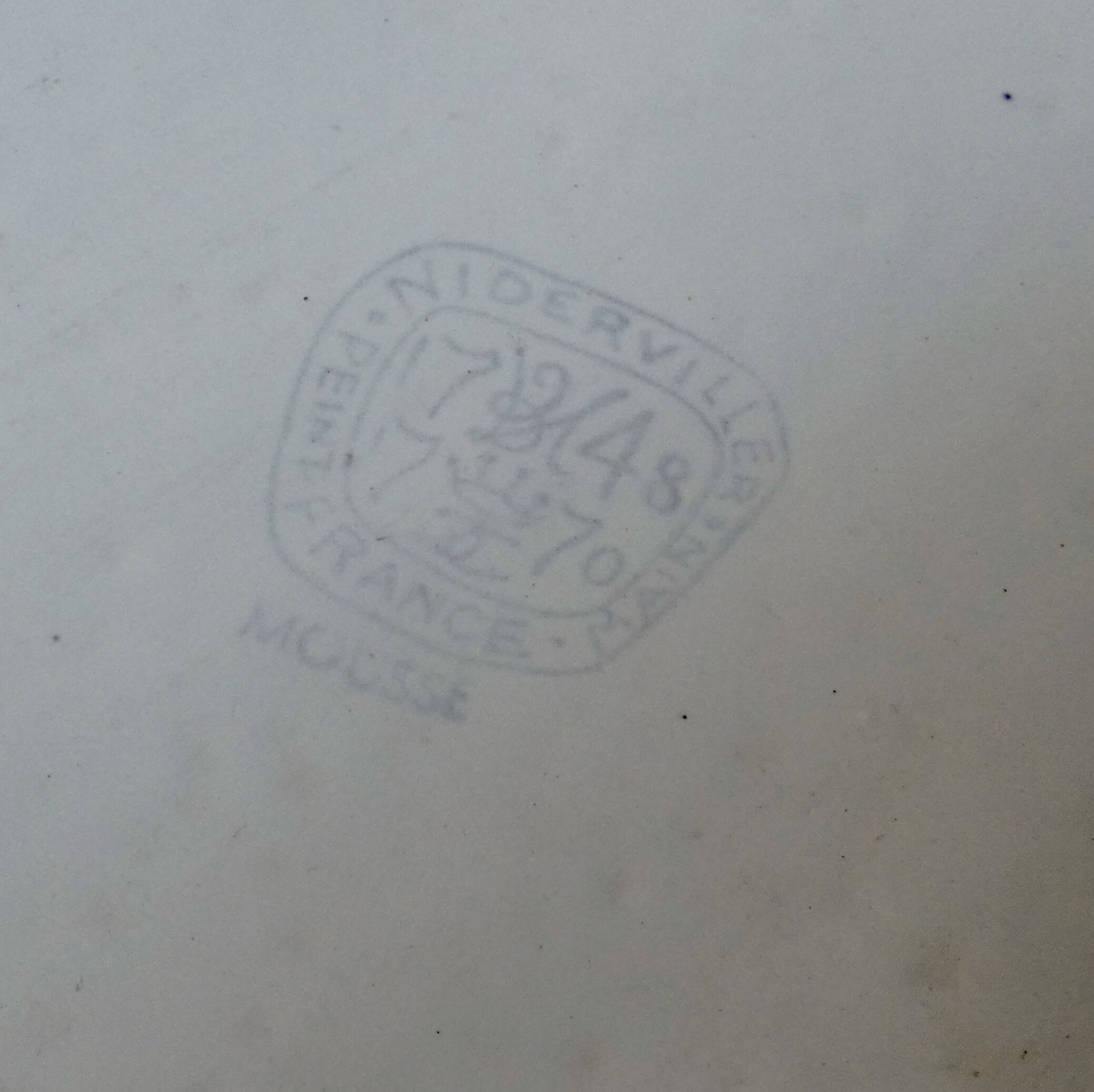 Turquoise ceramic oyster plate signed Niderviller model moss 1950 1960