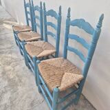 4 chaises paillées anciennes de style provençale