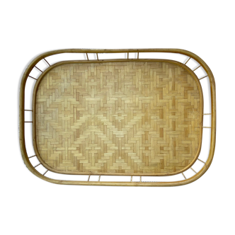 Braided rattan serving tray