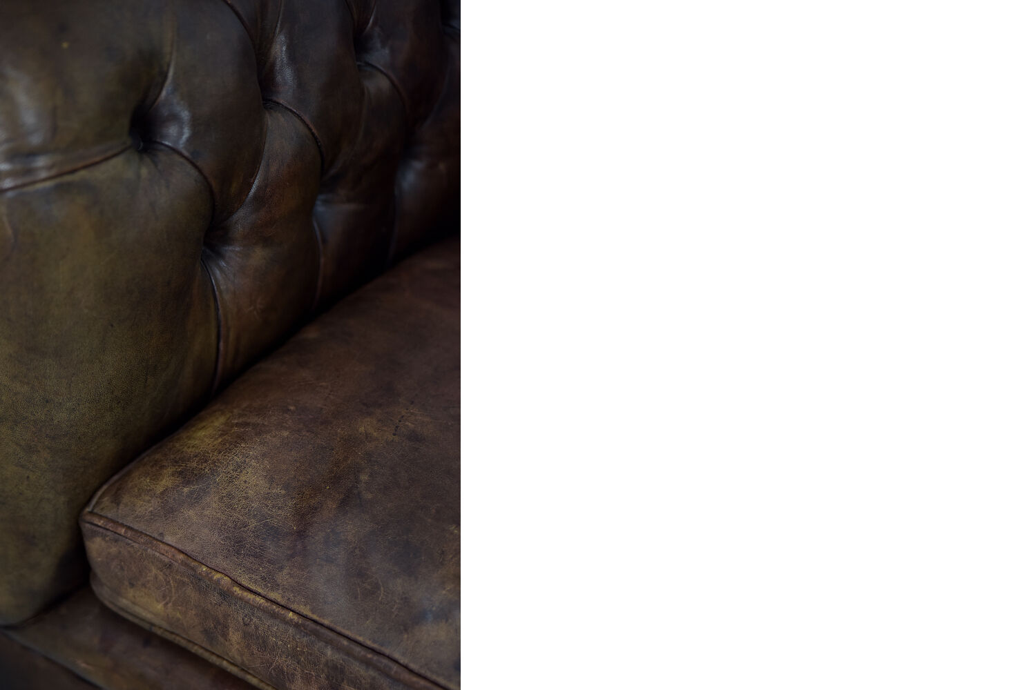 Antique brown leather chesterfield sofa, 1920s
