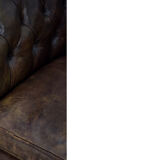 Antique brown leather chesterfield sofa, 1920s