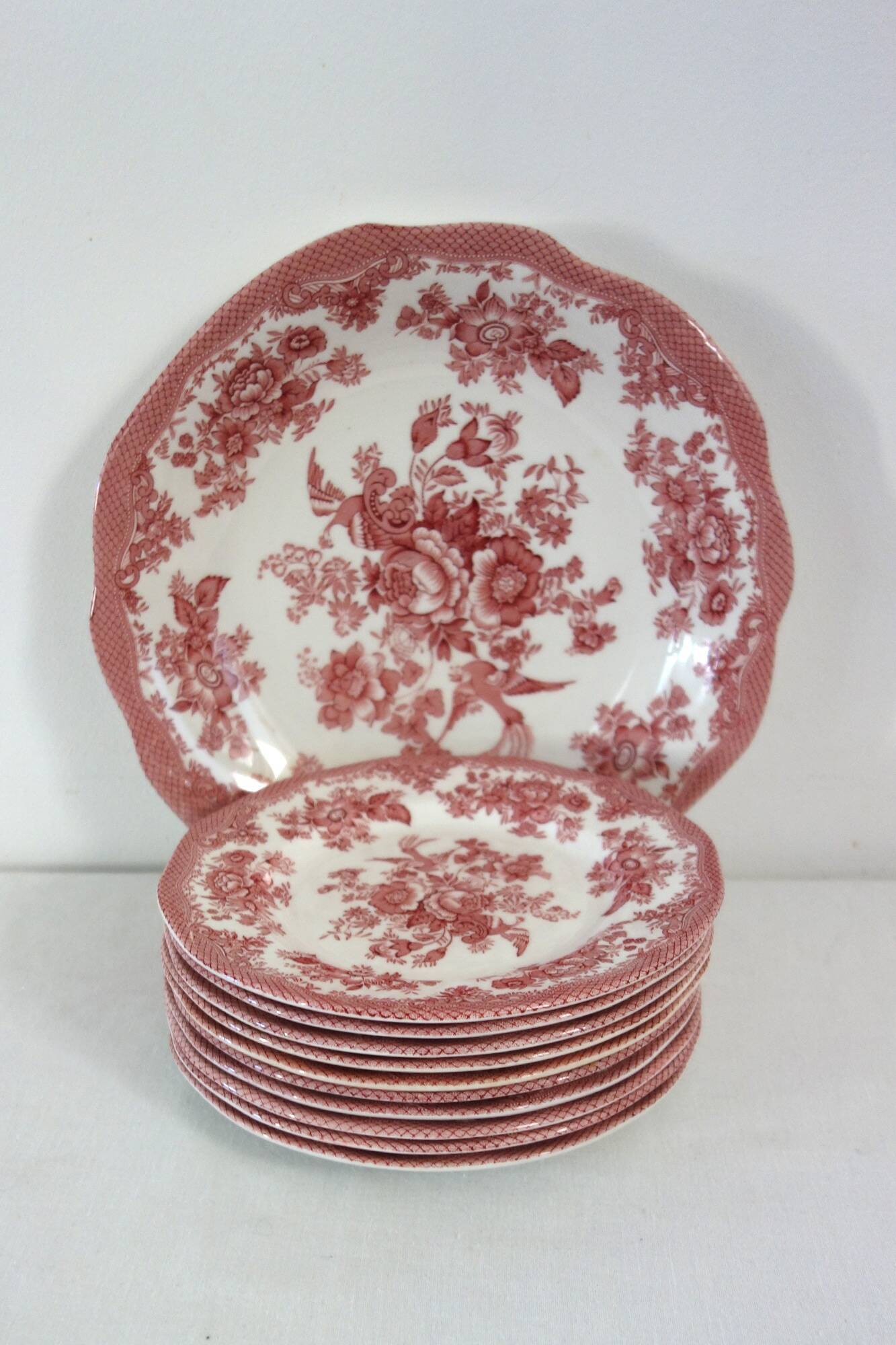 Wedgwood English dessert service iron earth pink floral