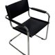 Set of 6 bauhaus cantilever chairs black leather and chrome design