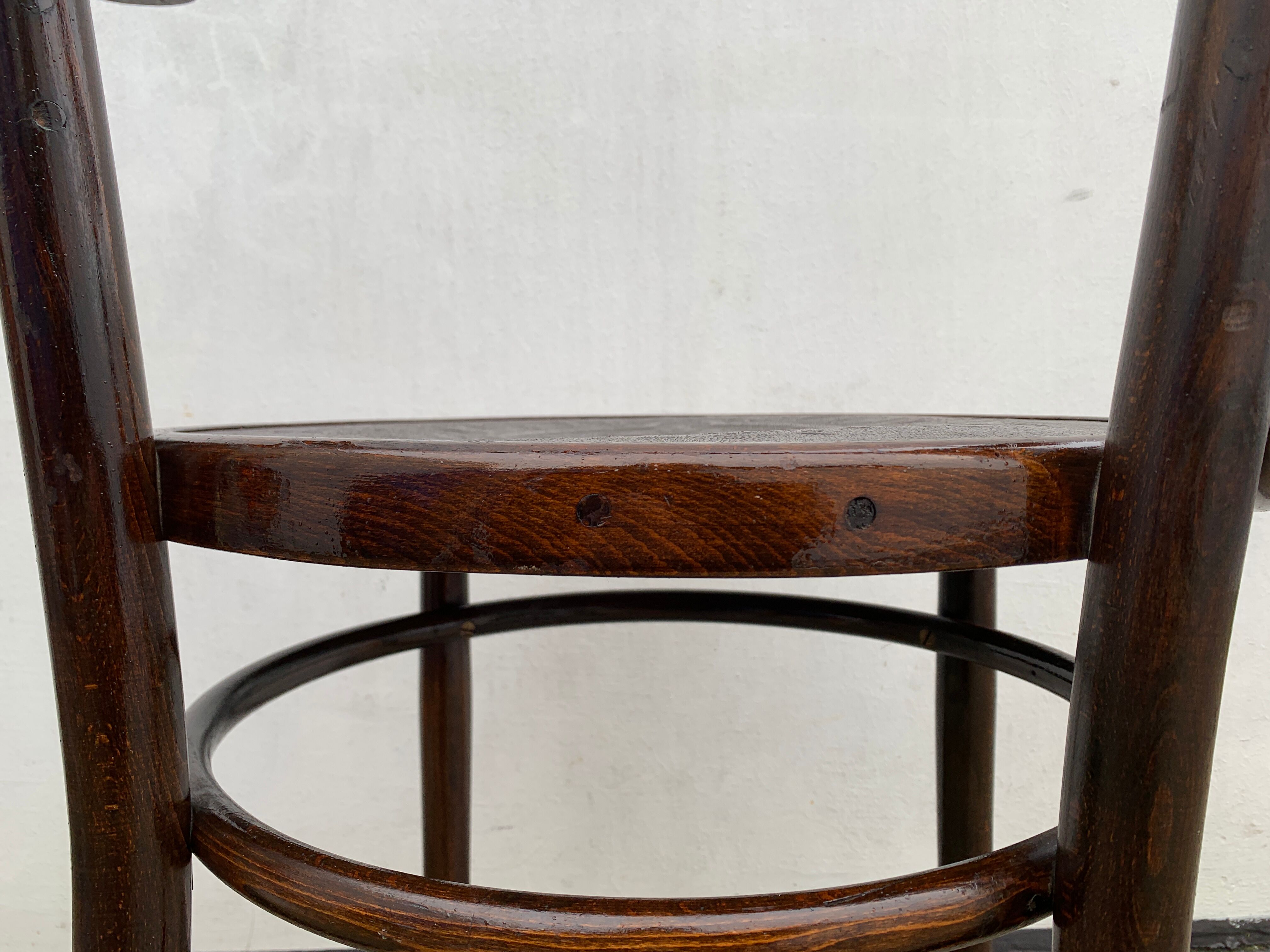 Art Nouveau office armchair, Austrian, in curved wood, signed Fischel