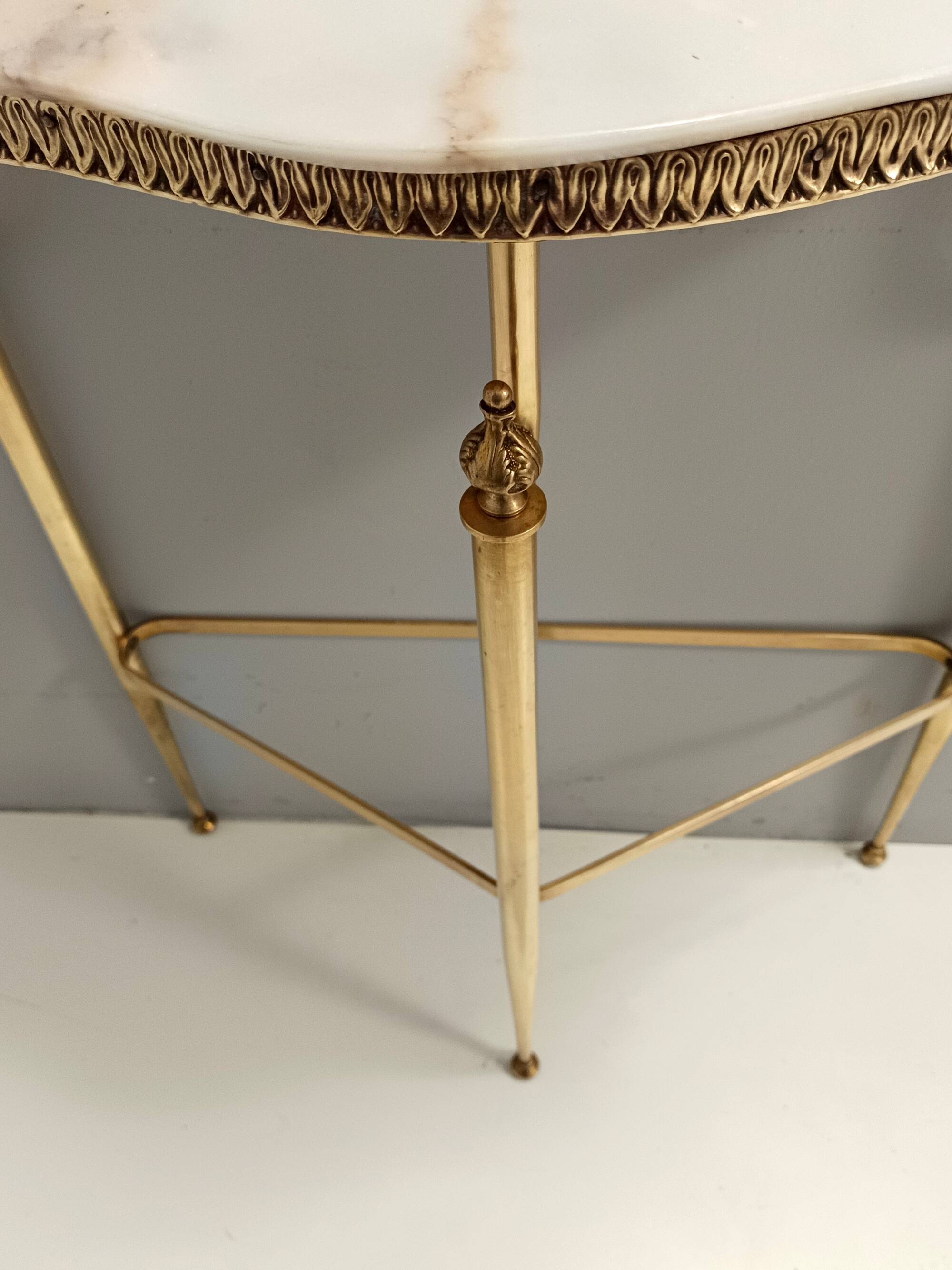 Brass and Portuguese Pink Marble Console Table,  Italy