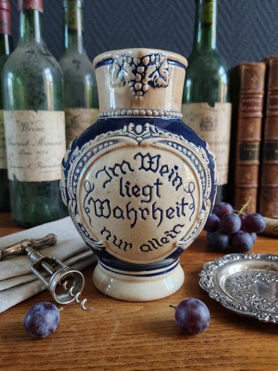 Old Stoneware Wine Jug from Westerwald, Germany