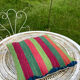 Turkish kilim cushion with stripes green red orange and blue 50x50cm