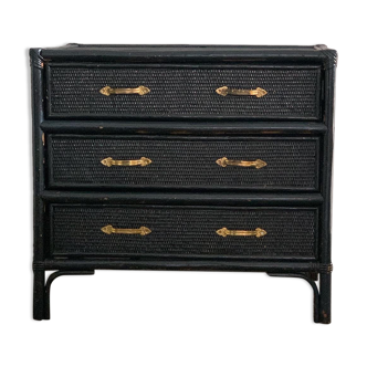 Vintage rattan chest of drawers