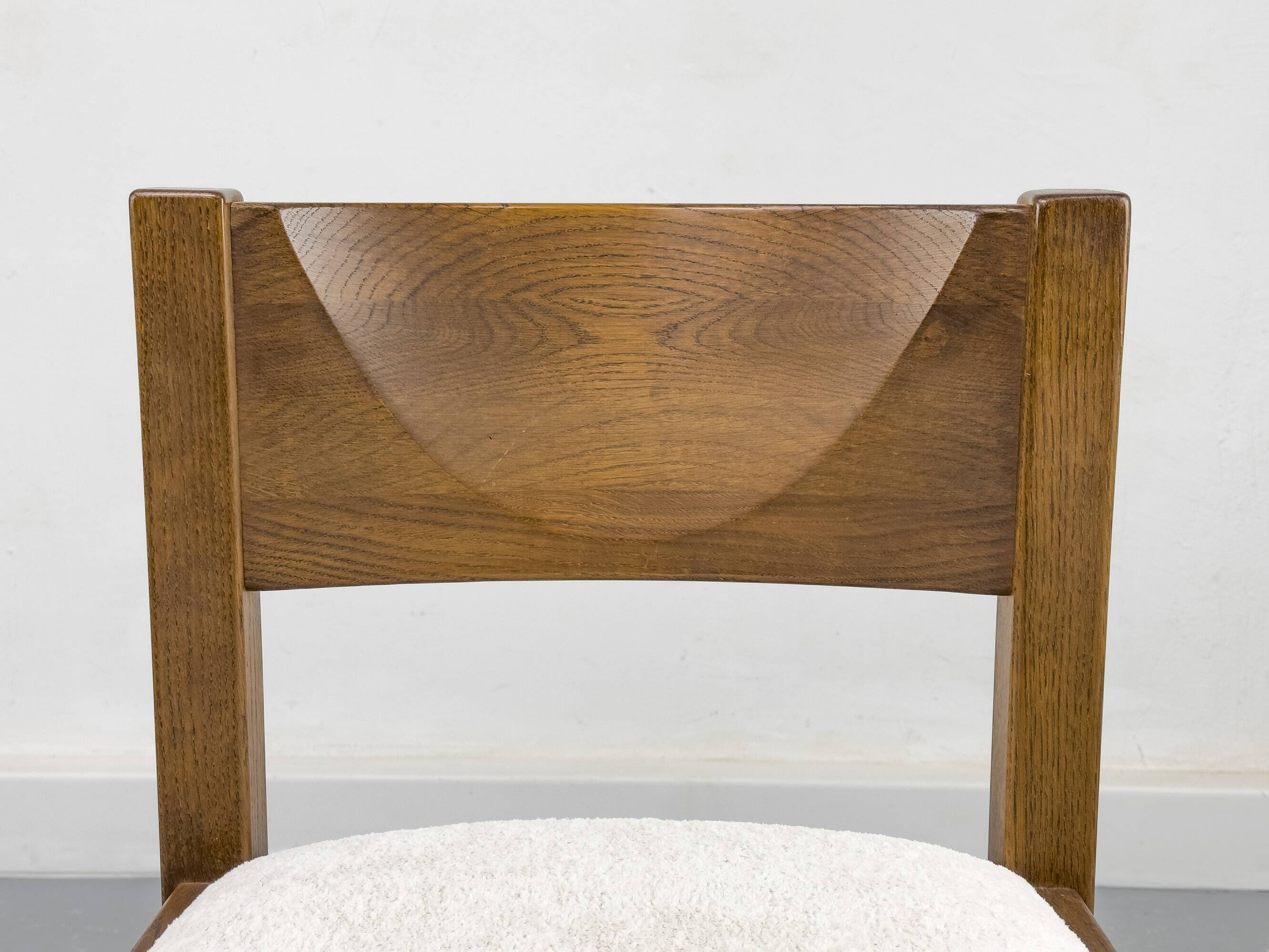 6 brutalist oak chairs, 1970