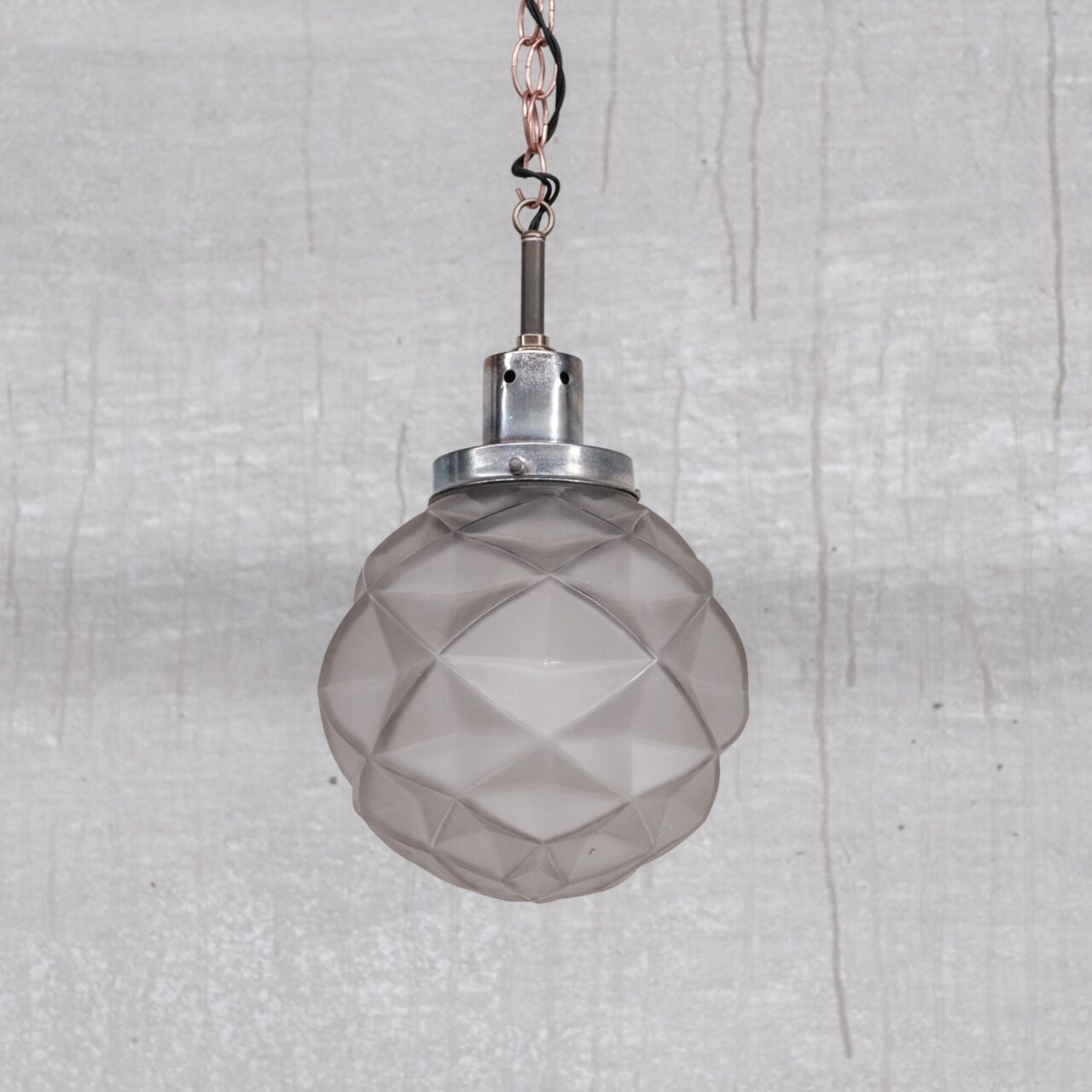 Geometric etched glass art deco pendant light