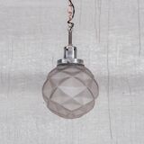 Geometric etched glass art deco pendant light