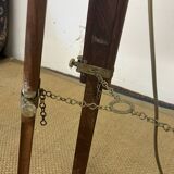 Tripod floor lamp in wood and adjustable brass