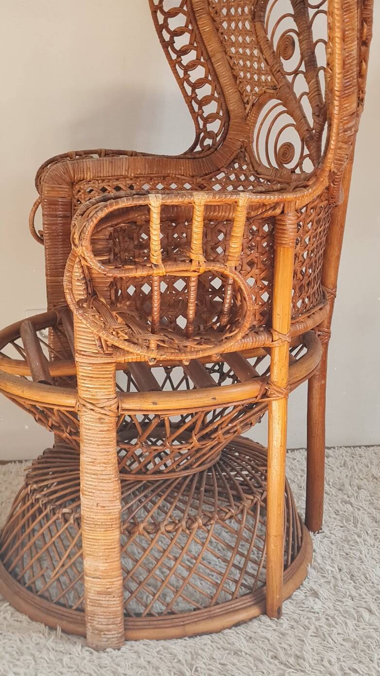 Emmanuelle chair Peacock vintage rattan