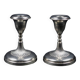 Pair of Small Antique Silver Metal Candlesticks - Fluted Base