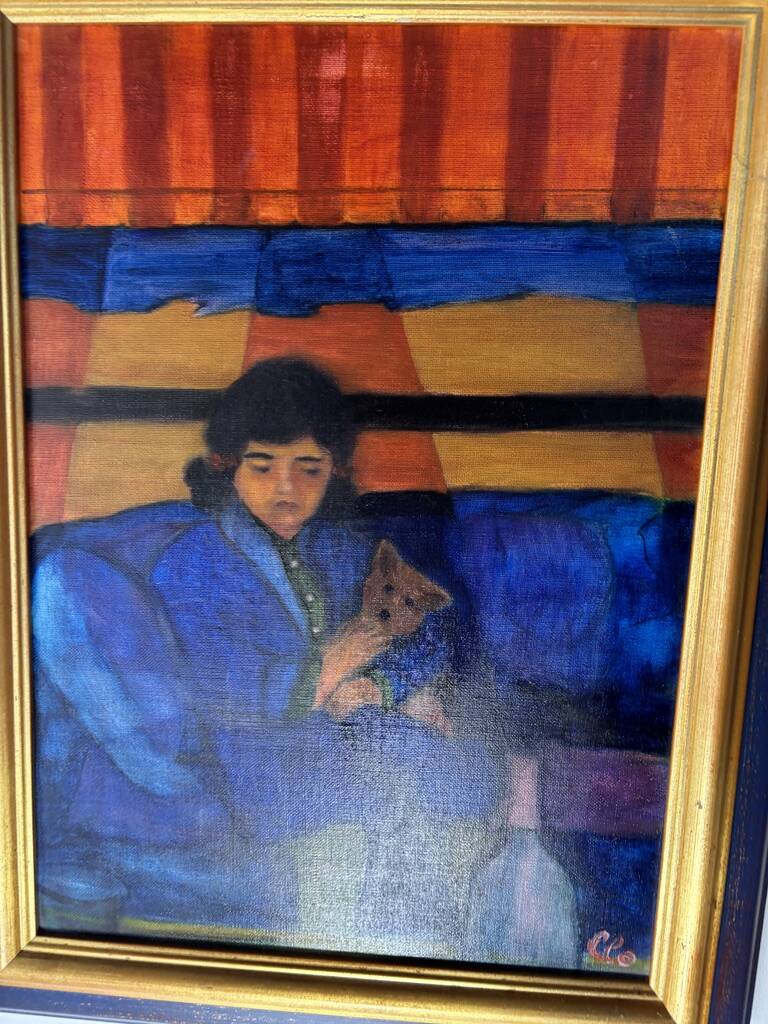 Oil painting on canvas "French Childhood" 1980