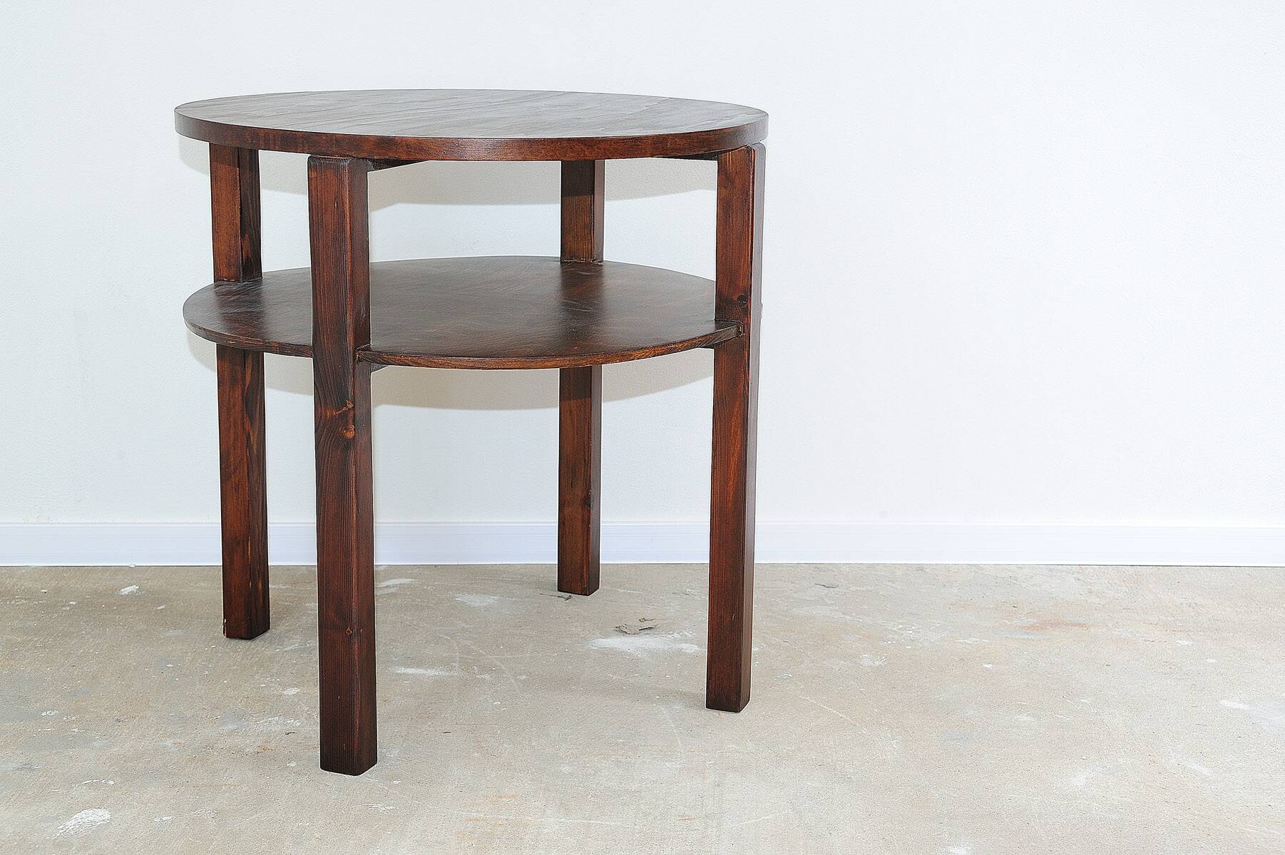 Vintage round pinewood coffee table, Czechoslovakia, 1970´s