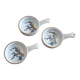 3 ceramic casserole dishes with blue and brown branch pattern