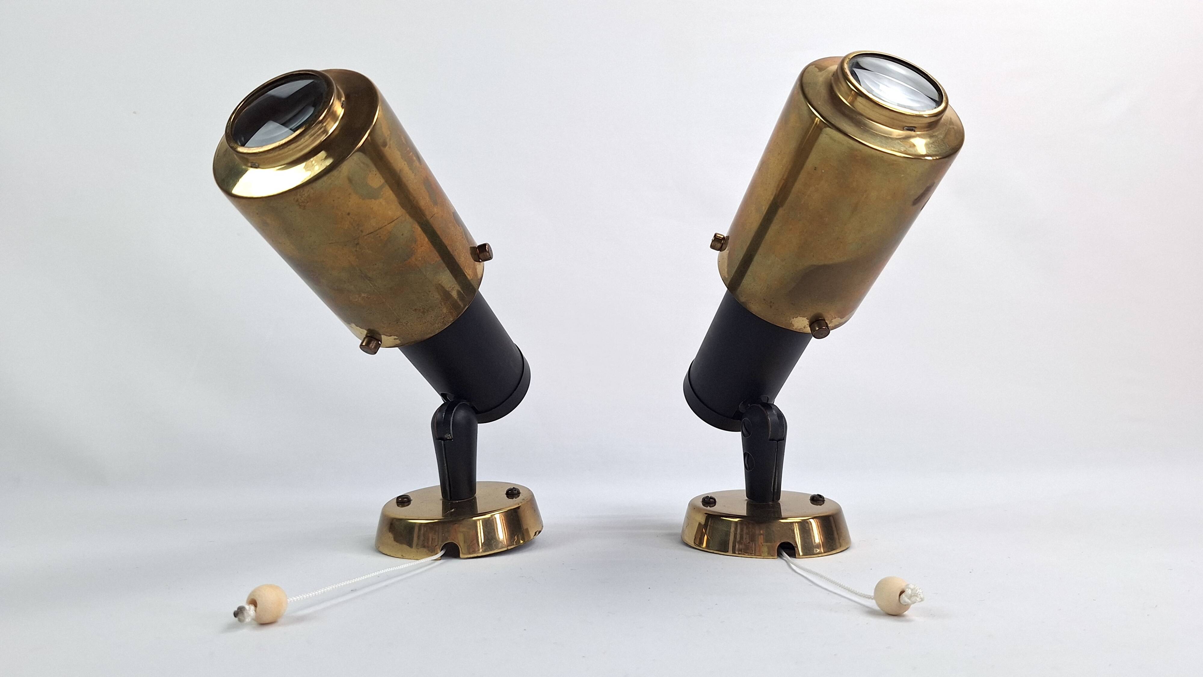 Pair of adjustable Zodiac wall lights, 1960