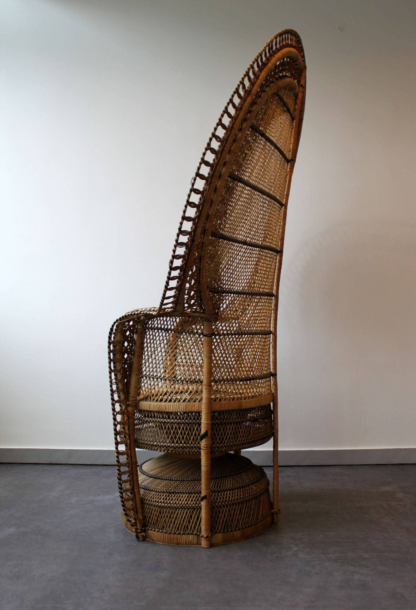 Vintage Emmanuelle de Kok armchair in wicker and bamboo 1970
