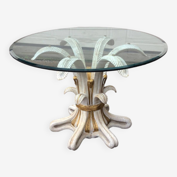 Magnificent round art deco wood and glass table