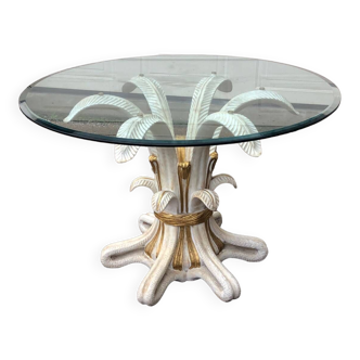 Magnificent round art deco wood and glass table