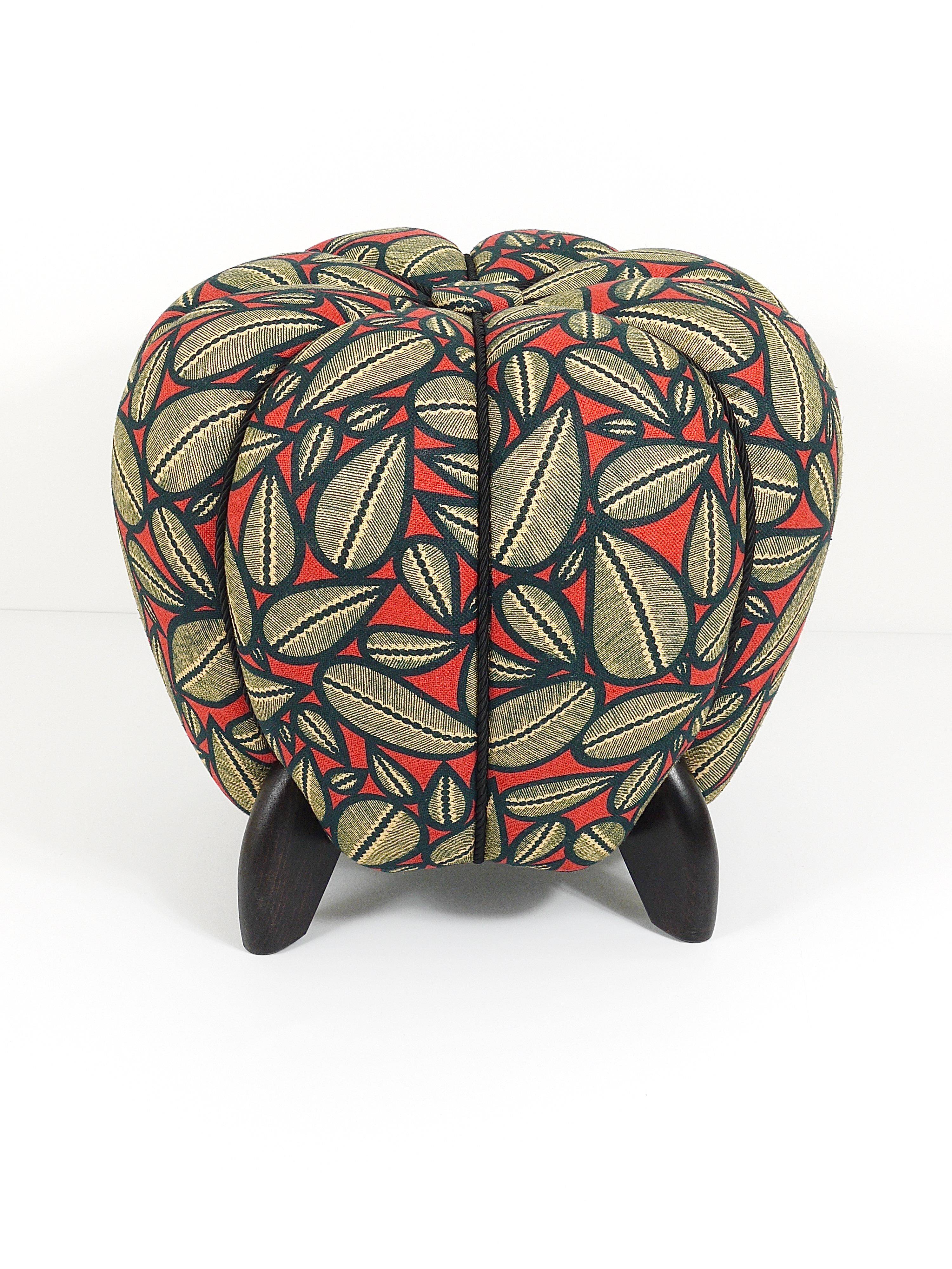 up to 3 Art Deco stools by Jindrich Halabala, leaf pattern, pouf, ottoman, 1930s