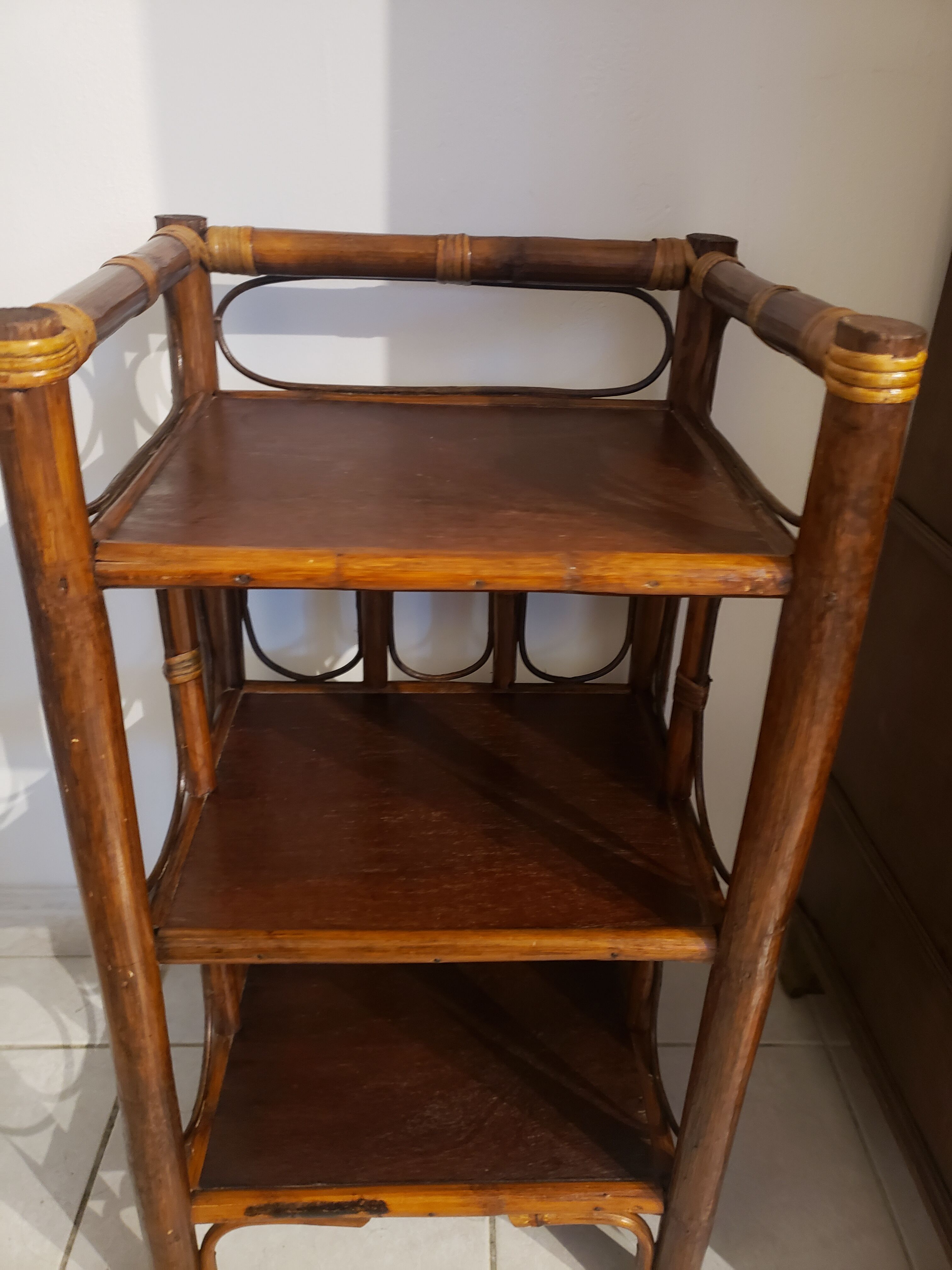 Bamboo and rattan shelf