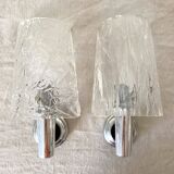 Pair of vintage cast perspex wall lights