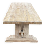 Restored 19th-century monastery dining table in solid oak, 220cm