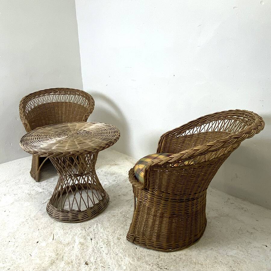 Vintage 70's rattan lounge set