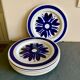 6 white vintage plates with blue flowers