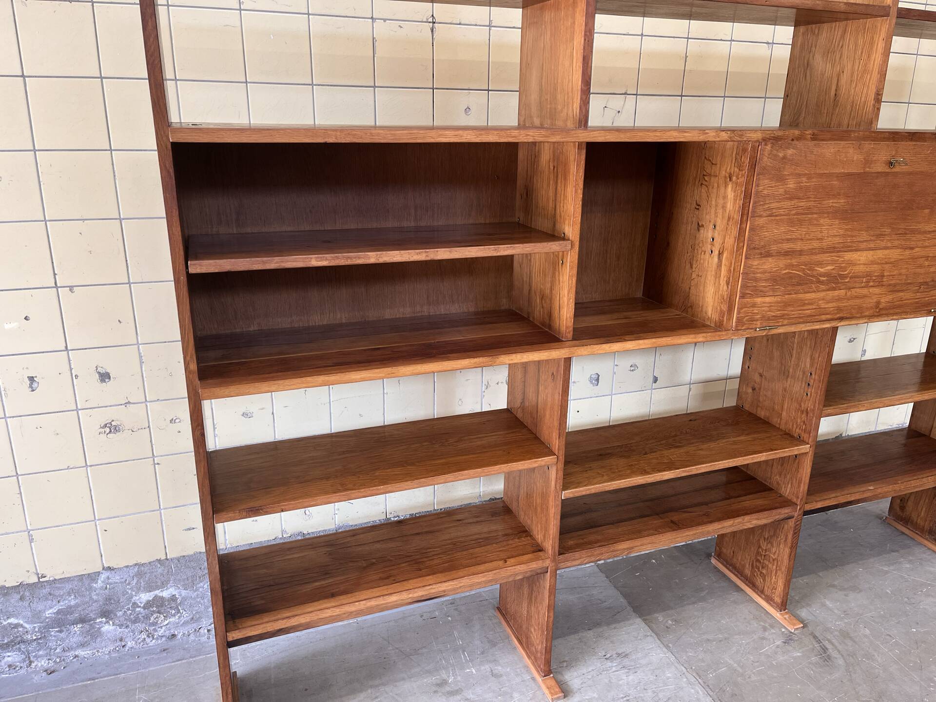 Vintage elm wood wall unit