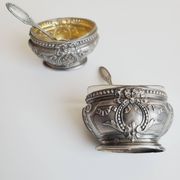 1900. Paire de salerons argent et vermeil
