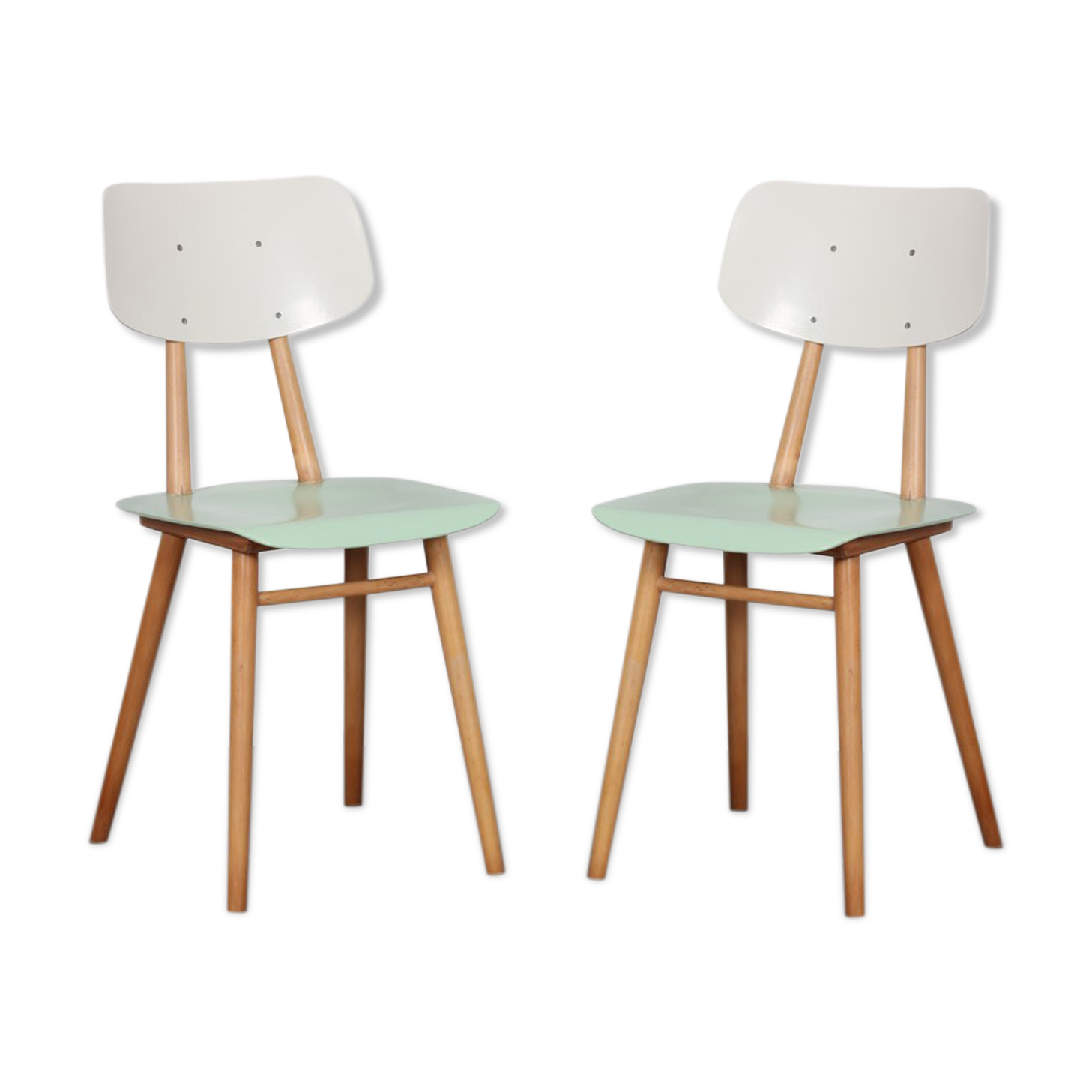 Pair of vintage wooden chairs for the manufacturer Ton, 1960