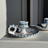 Light blue Moustiers candlestick H5 D12.5