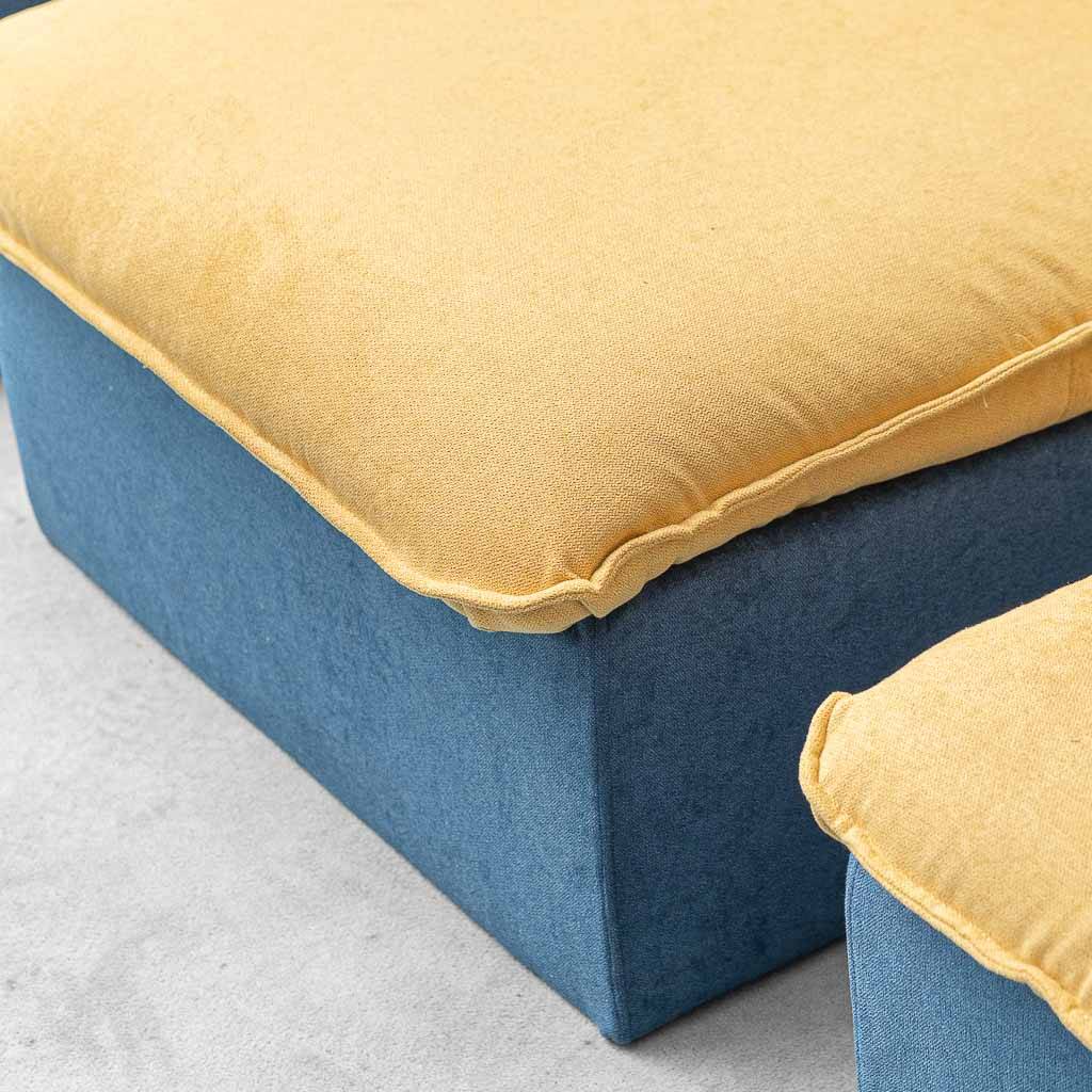 Vintage modular sofa with 3 elements in two-tone fabric – 1970s