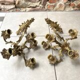 Pair of 5-light gold wall candlesticks