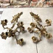 Pair of 5-light gold wall candlesticks