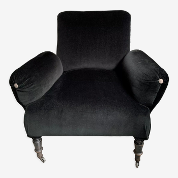 Fauteuil en velours noir Napoléon III