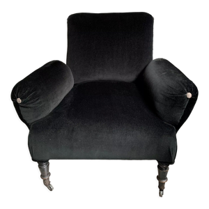 Fauteuil en velours noir Napoléon