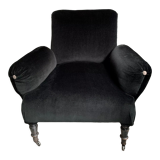 Fauteuil en velours noir Napoléon III