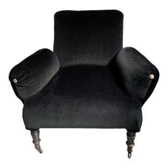 Fauteuil en velours noir Napoléon III