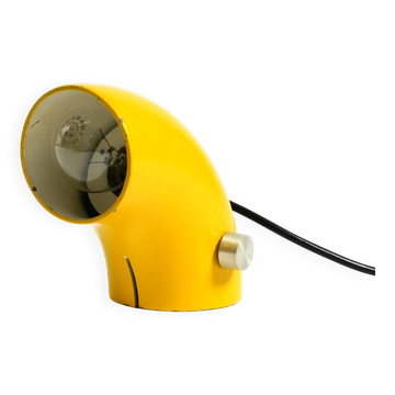 Very rare original Space Age 60s yellow table lamp made of iron by Temde