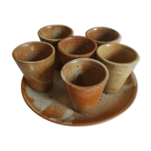 6 Verres à liqueur avec coupelle, en grès