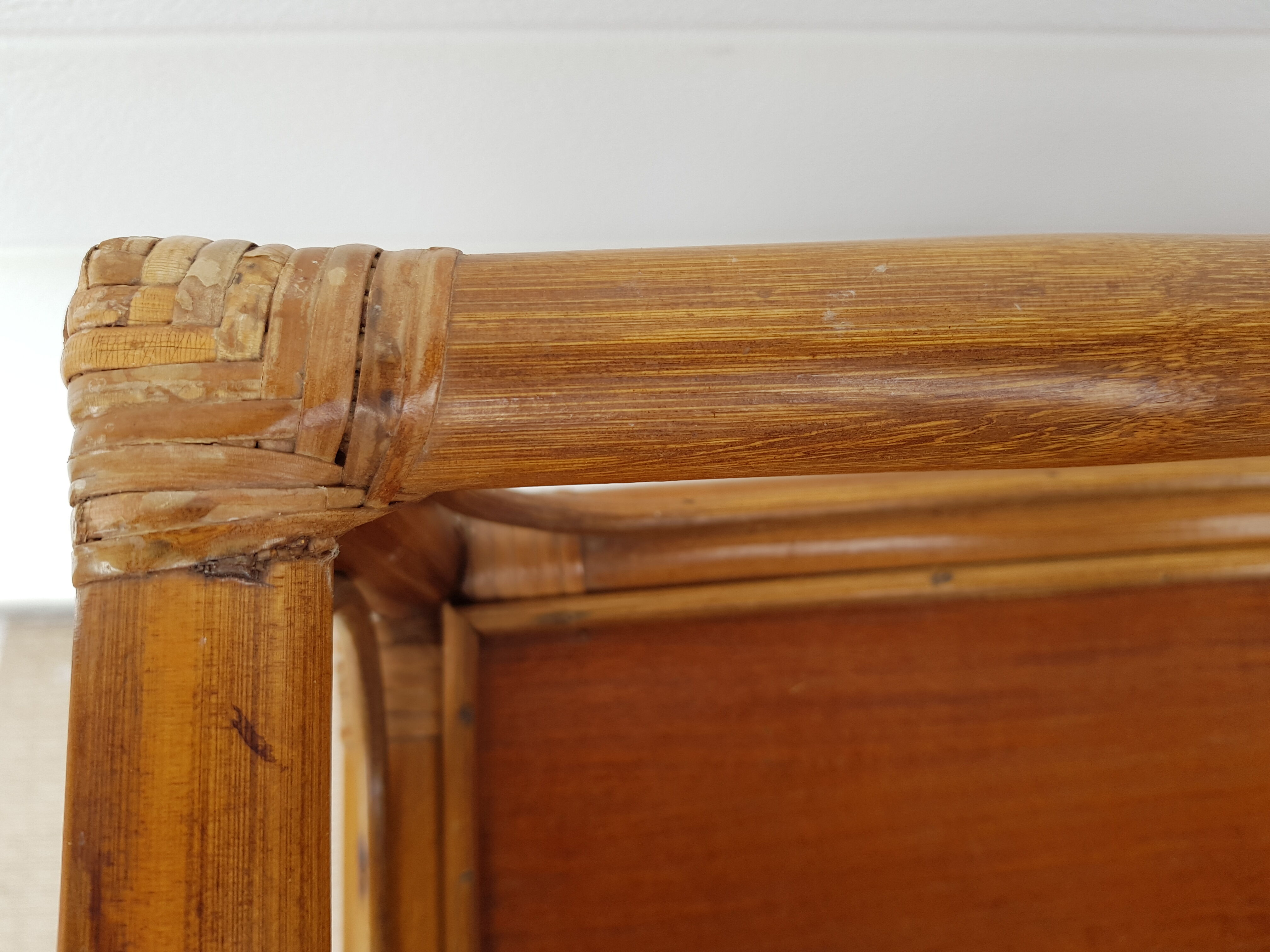 Old shelf in bamboo and rattan 70s